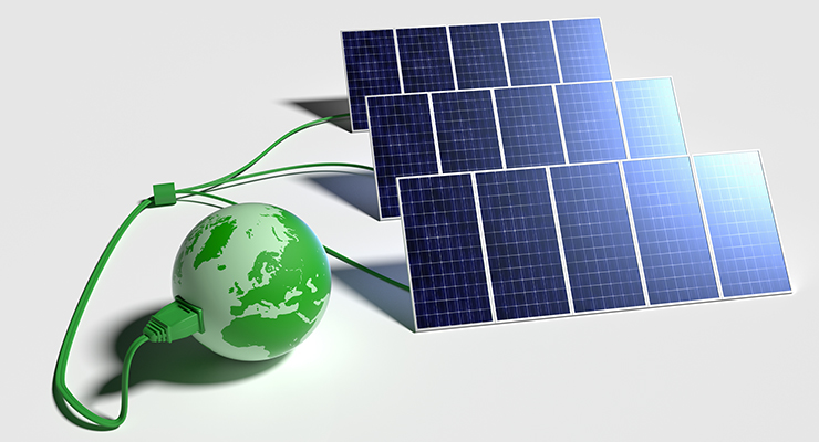 Solar panels being decommissioned for recycling of glass, silicon and metals